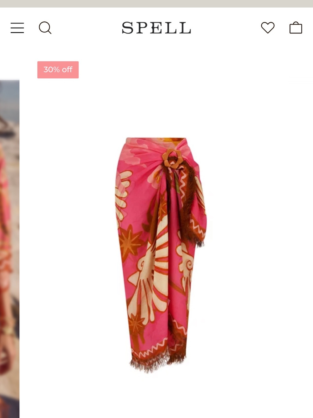 Spell Hot Pink & Brown Floral Swim Sarong
